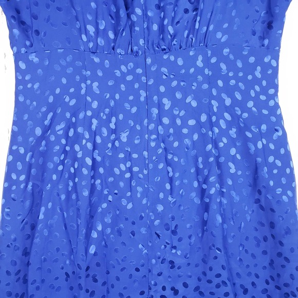 Banana Republic Blue Printed Silk Drape Neck Dress Women's Size 8 - Picture 11 of 15